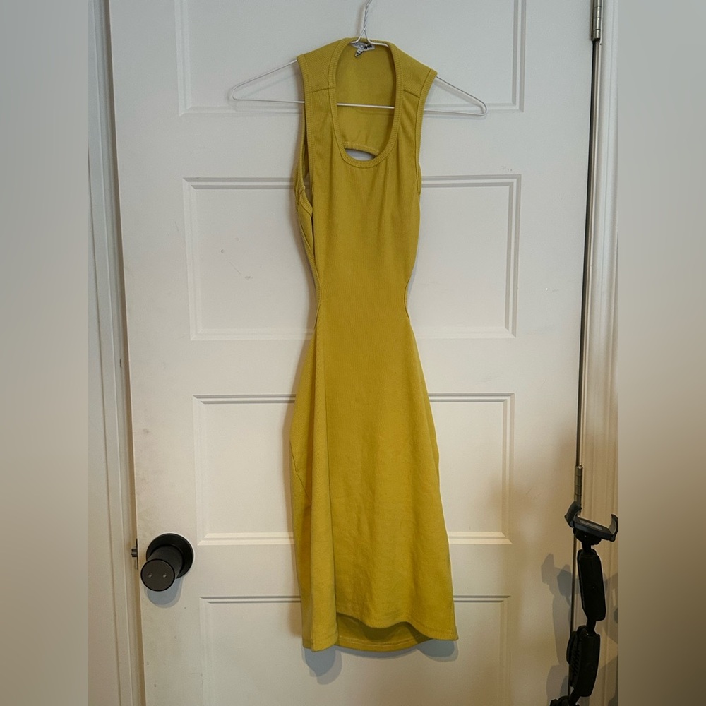 Fashion Nova Mustard Backless Dress